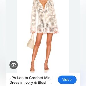LPA Cream and Pink Crochet Swim Cover-Up